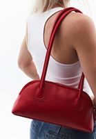 Women Red Baguette Bag with Long Strap