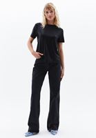 Women Black Ultra High Rise Bootcut Pants