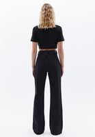 Women Black Ultra High Rise Bootcut Pants