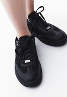 Women Black Sneakers with High Sole