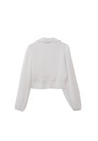 Women White Blouse with Button and Puff Sleeves Detail