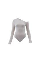 Bayan Bej Asimetrik Yaka Bodysuit ( MODAL )