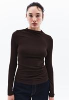 Women Brown Tshirt with Gathering Detail