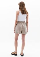 Women Beige High Rise Mini Shorts