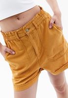 Women Yellow High Rise Mini Shorts