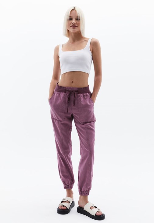 Tencel Pantolon ve Crop Top Kombini