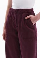 Bayan Bordo Orta Bel Wide-Leg Pantolon ( TENCEL™ )