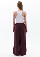 Bayan Bordo Orta Bel Wide-Leg Pantolon ( TENCEL™ )