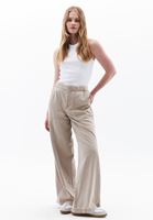 Women Beige Mid Rise Wide Leg Pants