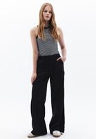 Women Black Mid Rise Wide Leg Pants