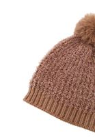 Women Brown Beanie with Pompom