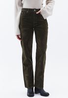 Women Green Ultra High Rise Straight Fit Pants