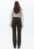 Women Green Ultra High Rise Straight Fit Pants