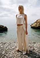 Yırtmaç Detaylı Wide-Leg Pantolon