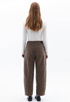 Women Brown Mid Rise Barrel Fit Pants