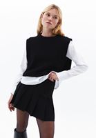 Women Black Sweater with Shirt Sleeves