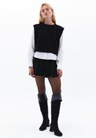 Women Black Sweater with Shirt Sleeves