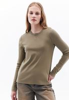 Women Green Crew Neck Tshirt with Long Sleeves