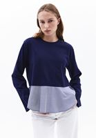 Women Blue Crew Neck Tshirt