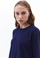 Women Blue Crew Neck Tshirt