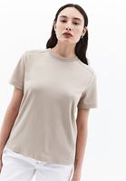 Women Brown Cotton Blened Crew Neck Tshirt