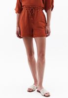 Women Orange Ultra High Rise Cotton Blended Shorts