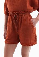 Women Orange Ultra High Rise Cotton Blended Shorts