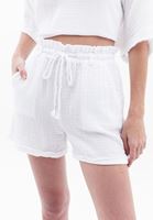 Women White Ultra High Rise Cotton Blended Shorts