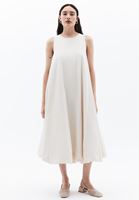 Women Cream Maxi Puff Dress