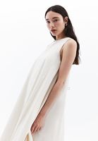 Women Cream Maxi Puff Dress