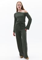 Women Green High Rise Straight Fit Pants