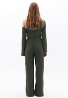 Women Green High Rise Straight Fit Pants