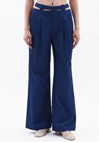 Women Blue Low Rise Wide Leg Pants