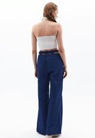 Women Blue Low Rise Wide Leg Pants