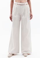 Women Cream Low Rise Wide Leg Pants