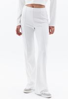 Women Cream High Rise Straight Fit Pants