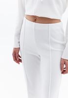 Women Cream High Rise Straight Fit Pants