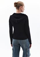 Women Black Tshirt with Zipper Detail