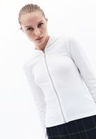 Women Cream Tshirt with Zipper Detail