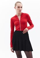 Women Red Tshirt with Zipper Detail