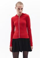 Women Red Tshirt with Zipper Detail