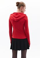 Women Red Tshirt with Zipper Detail