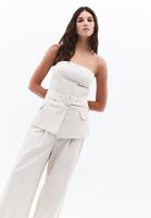 Women Cream Strapless Wide Leg Jumpsuit