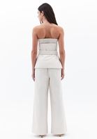 Women Cream Strapless Wide Leg Jumpsuit