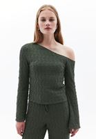 Women Green Tshirt with Asymmetrical Neckline