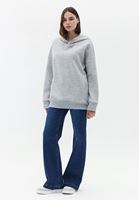 Bayan Gri Oversize Kapüşonlu Sweatshirt