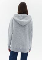 Bayan Gri Oversize Kapüşonlu Sweatshirt