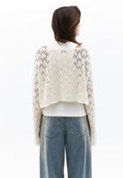 Women Beige Boat Neck Hemstitched Sweater