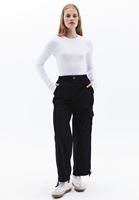 Women Black High Rise Jogger Cargo Pants