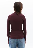 Women Bordeaux Polo Neck Tshirt